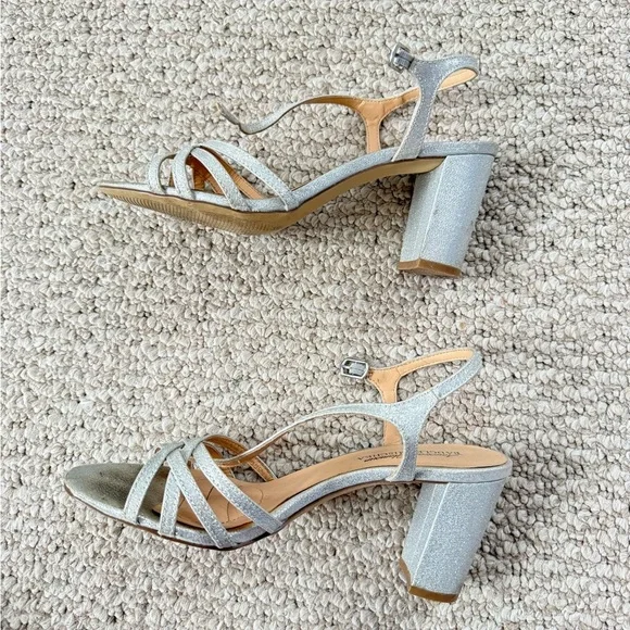 Badgley Mischka Silver Glitter Heels - Picture 3 of 6